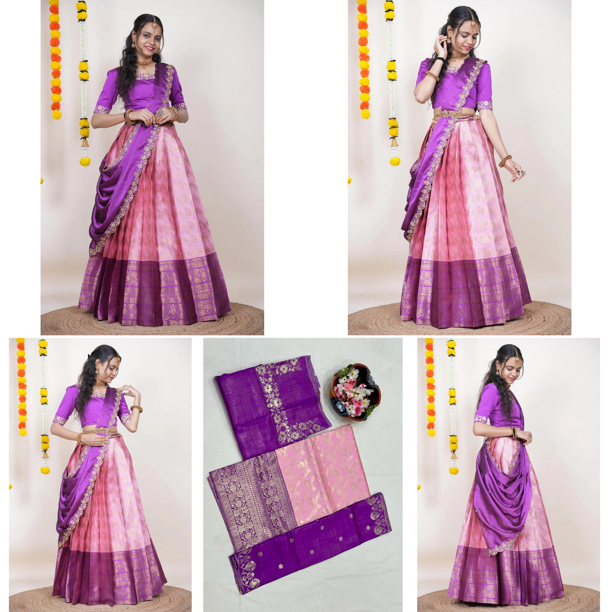 Premium Kanjivaram Silk Zari Lehenga with Banarasi Dupatta Set