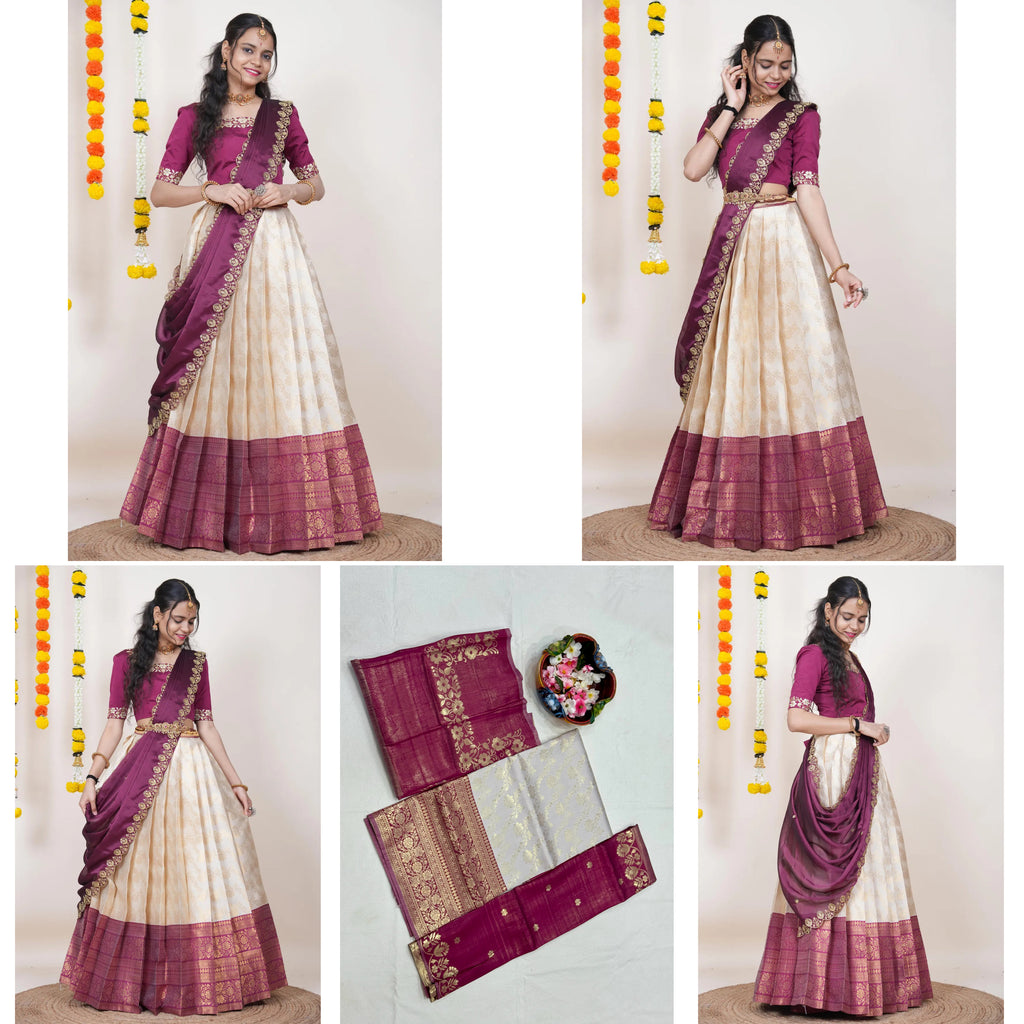 Premium Kanjivaram Silk Zari Lehenga with Banarasi Dupatta Set