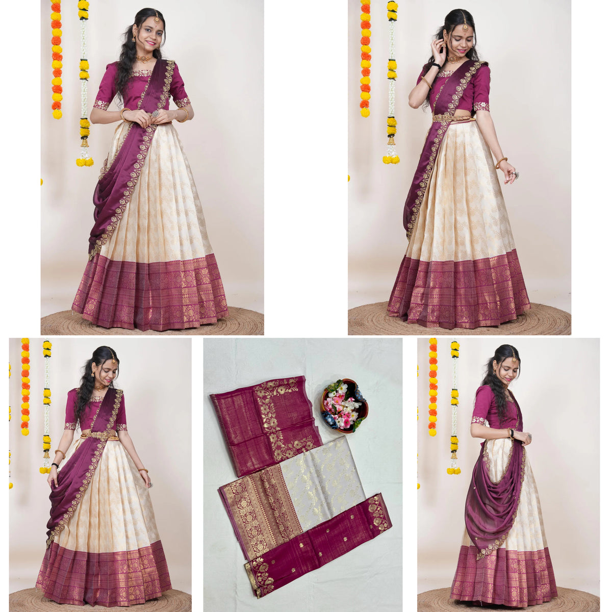 Premium Kanjivaram Silk Zari Lehenga with Banarasi Dupatta Set