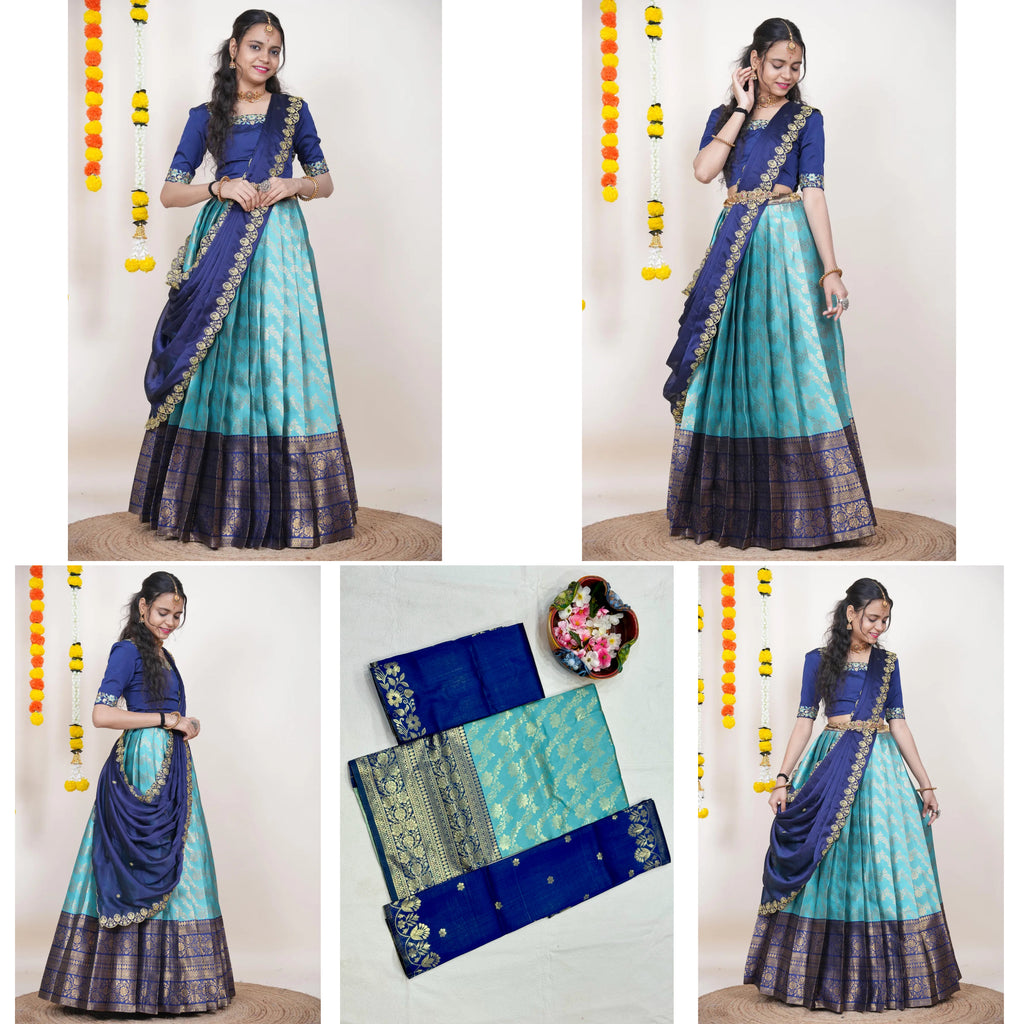 Premium Kanjivaram Silk Zari Lehenga with Banarasi Dupatta Set