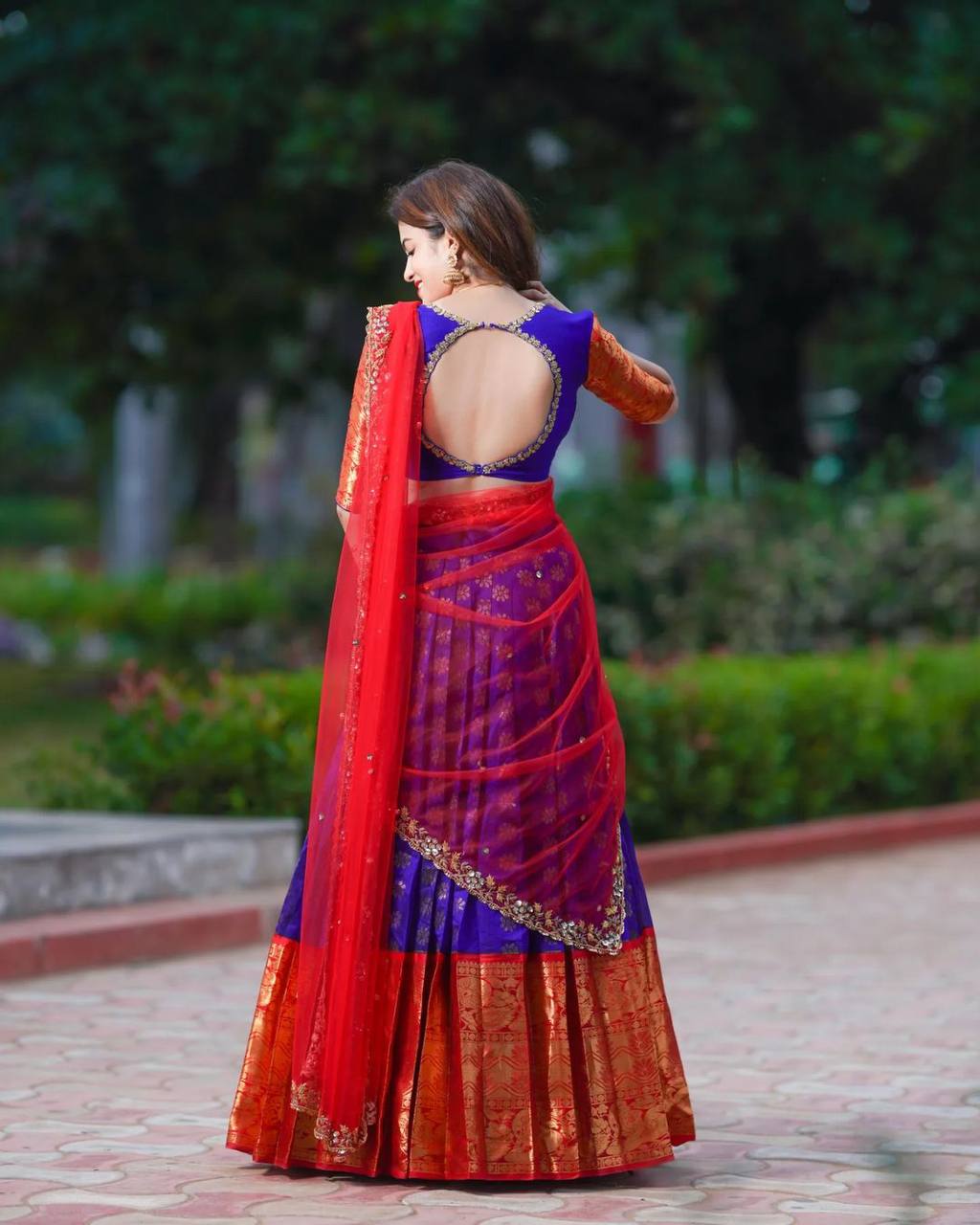 Kanjivaram Zari Lehenga with Embroidered Butterfly Net Dupatta