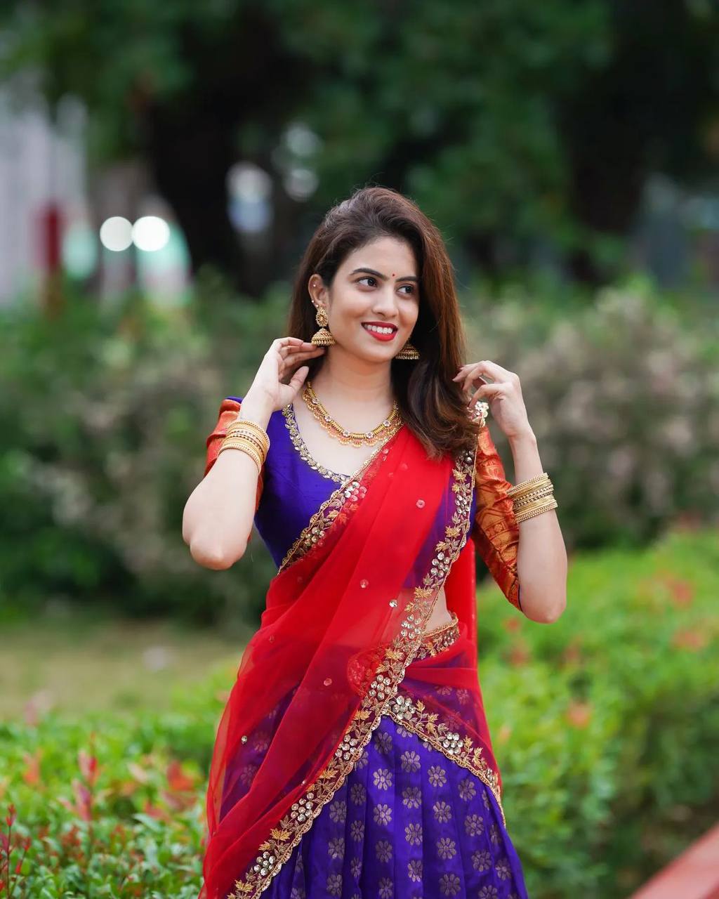 Kanjivaram Zari Lehenga with Embroidered Butterfly Net Dupatta