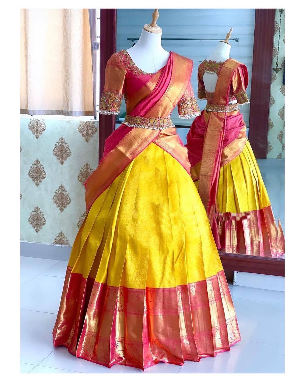 Festive Kanjivaram Silk Zari Lehenga with Banarasi Dupatta Set
