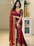 Royal Soft Lichi Silk Saree with Original Gold Zari &amp; Jacquard Work