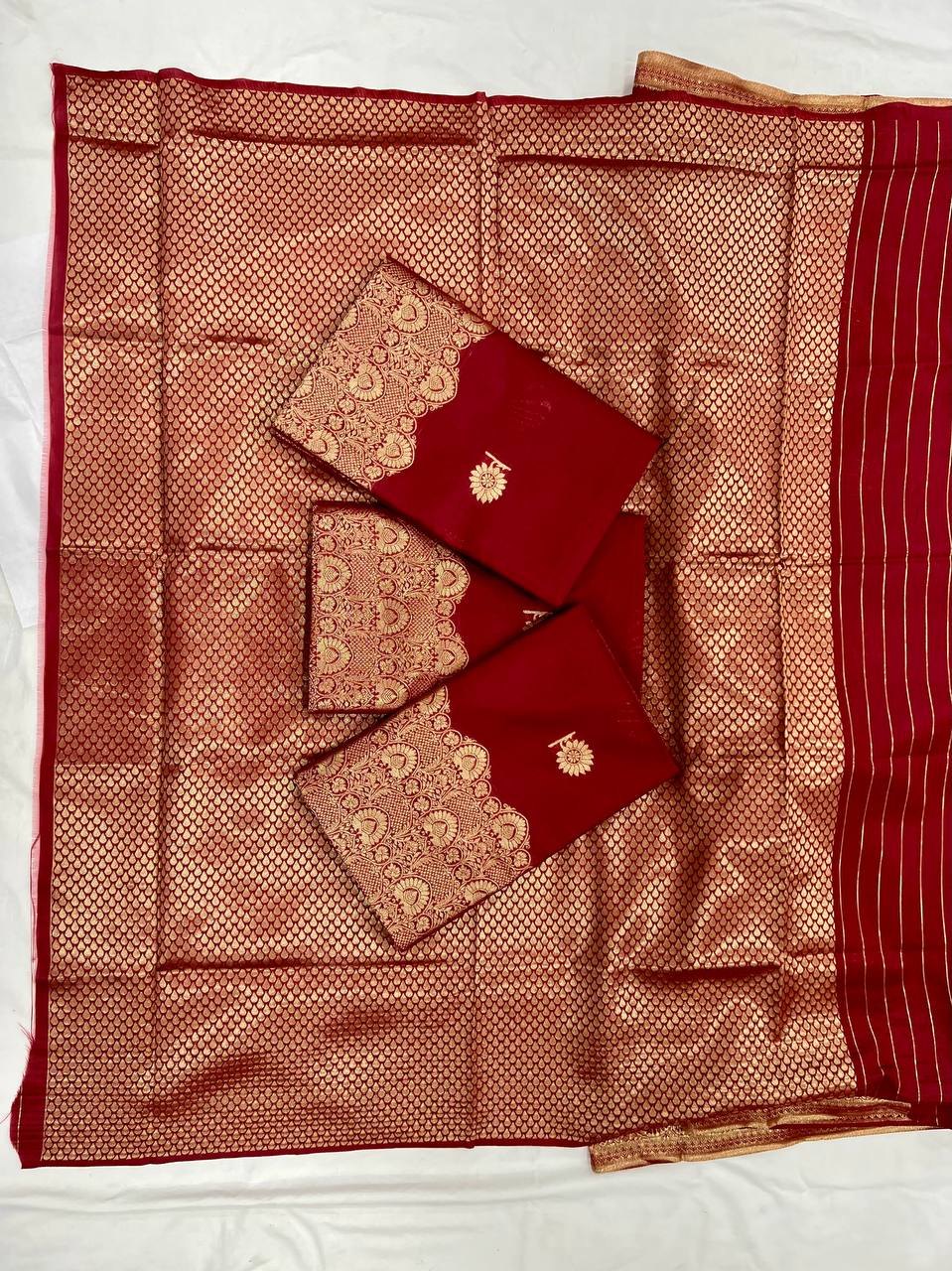 Royal Soft Lichi Silk Saree with Original Gold Zari &amp; Jacquard Work