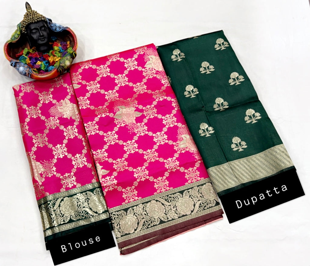 Elegant Kanjivaram Silk Zari Lehenga with Banarasi Dupatta Set