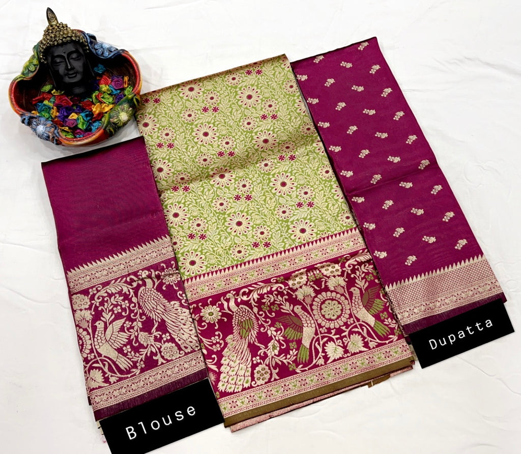 Traditional Kanjivaram Zari Lehenga with Banarasi Silk Dupatta Set