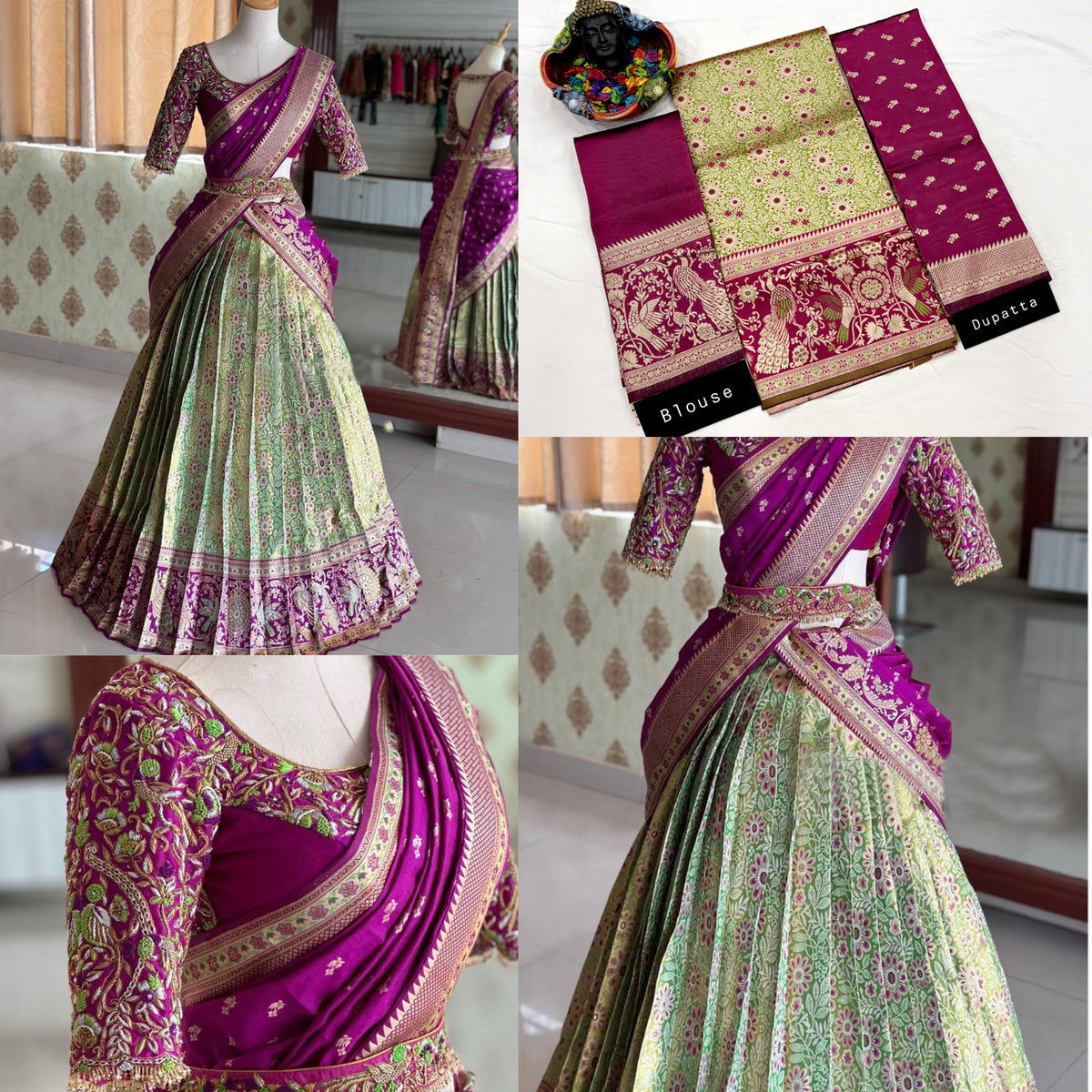 Traditional Kanjivaram Zari Lehenga with Banarasi Silk Dupatta Set