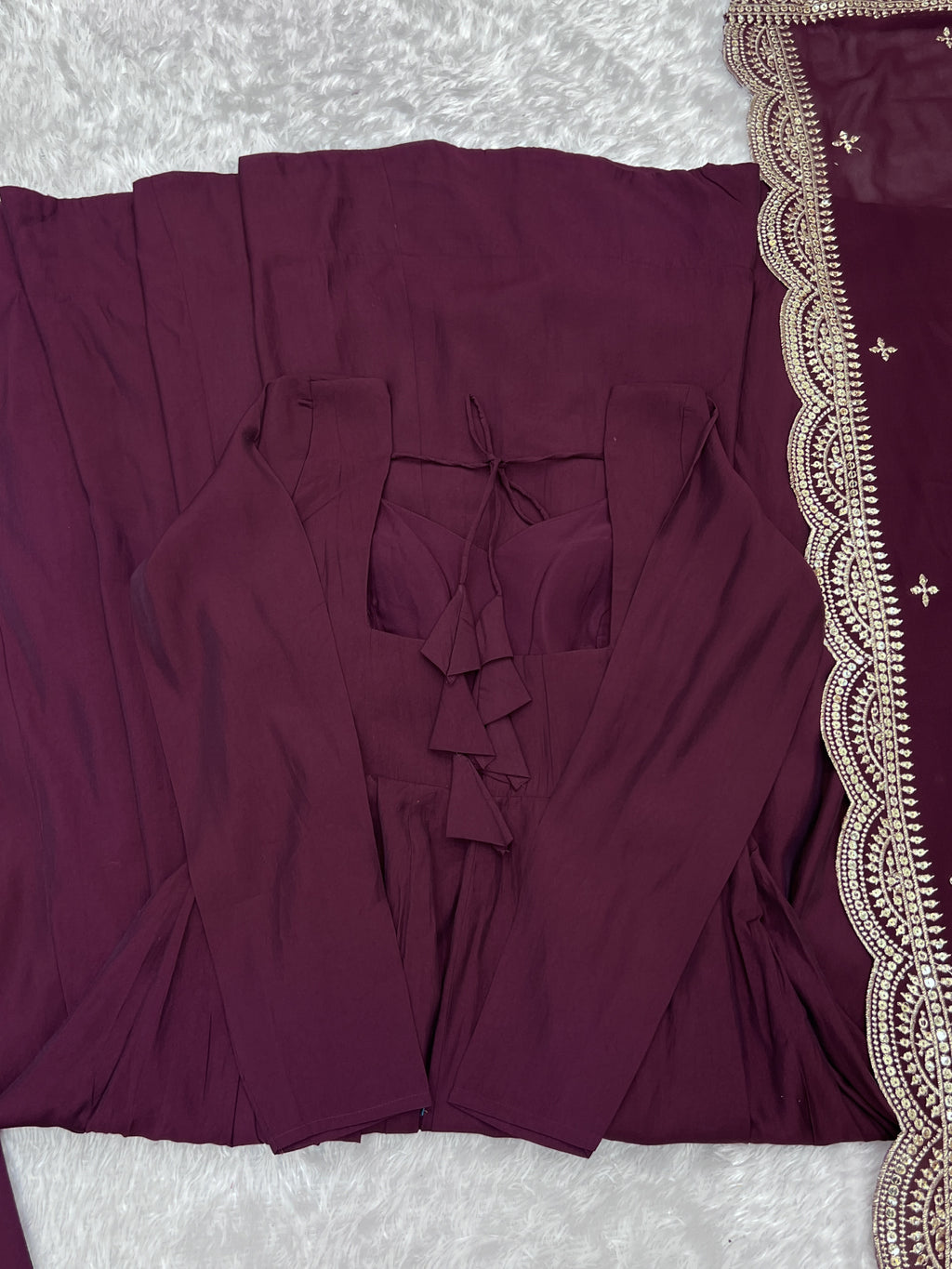 Romansilk Chanderi 16-Kali Anarkali Gown with Sequin Cutwork Dupatta & Stitched Pant
