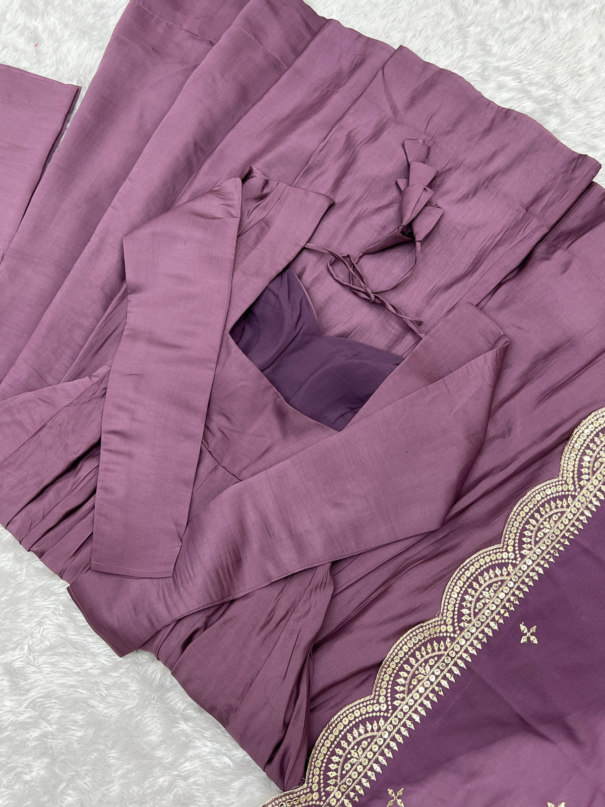 Romansilk Chanderi 16-Kali Anarkali Gown with Sequin Cutwork Dupatta & Stitched Pant