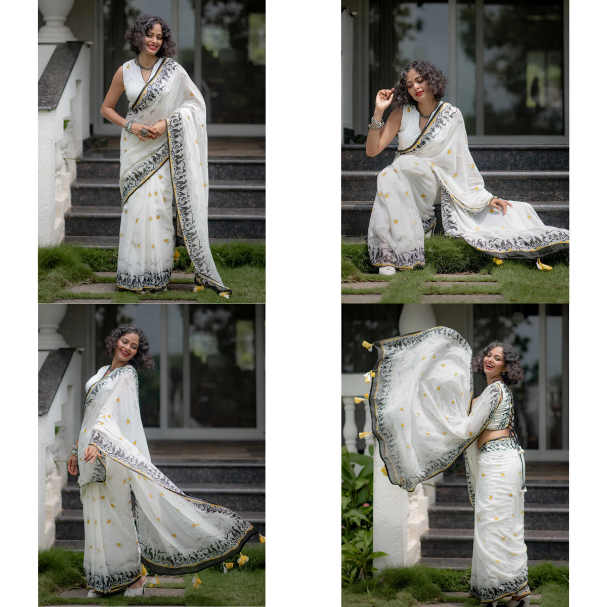 Timeless Grace Elegant Linen Cotton Digital Printed Saree with Matching Blouse