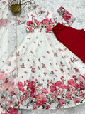 Organza Silk Printed Kali Anarkali Set with 4M Flair & Gota Patti Dupatta