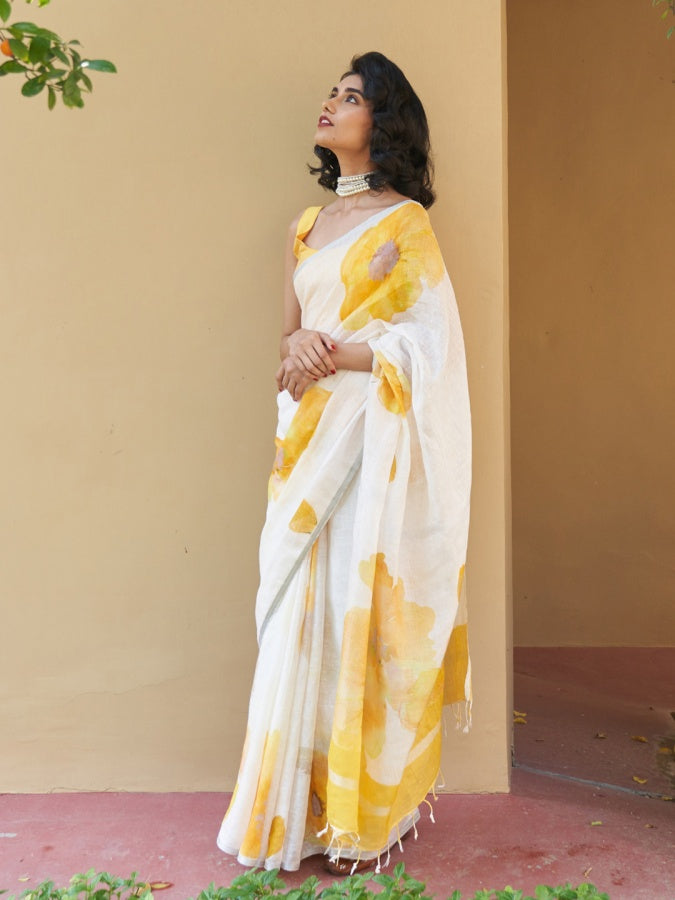 Exclusive Linen Cotton Digital Printed Saree