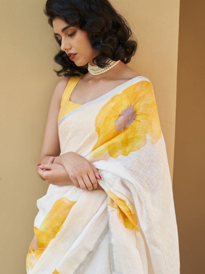Exclusive Linen Cotton Digital Printed Saree