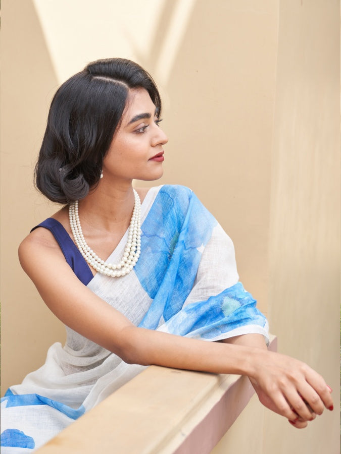 Exclusive Linen Cotton Digital Printed Saree