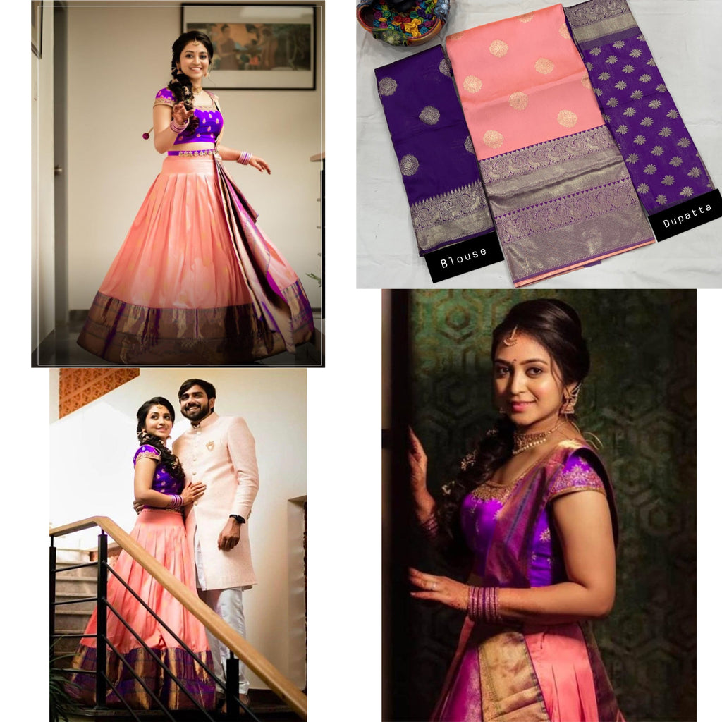 Graceful Kanjivaram Zari Lehenga with Banarasi Silk Dupatta Set