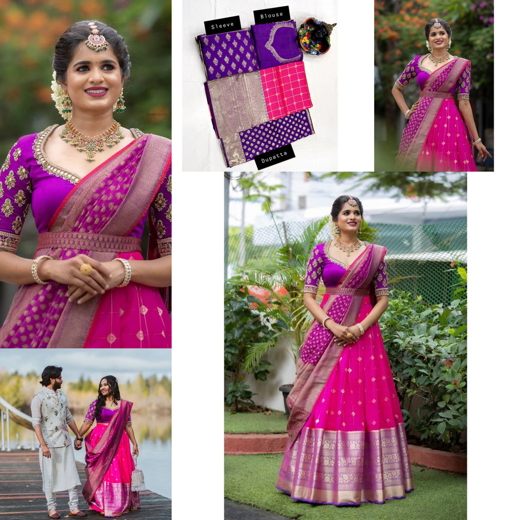 Premium Kanjivaram Zari Lehenga with Banarasi Silk Dupatta Set