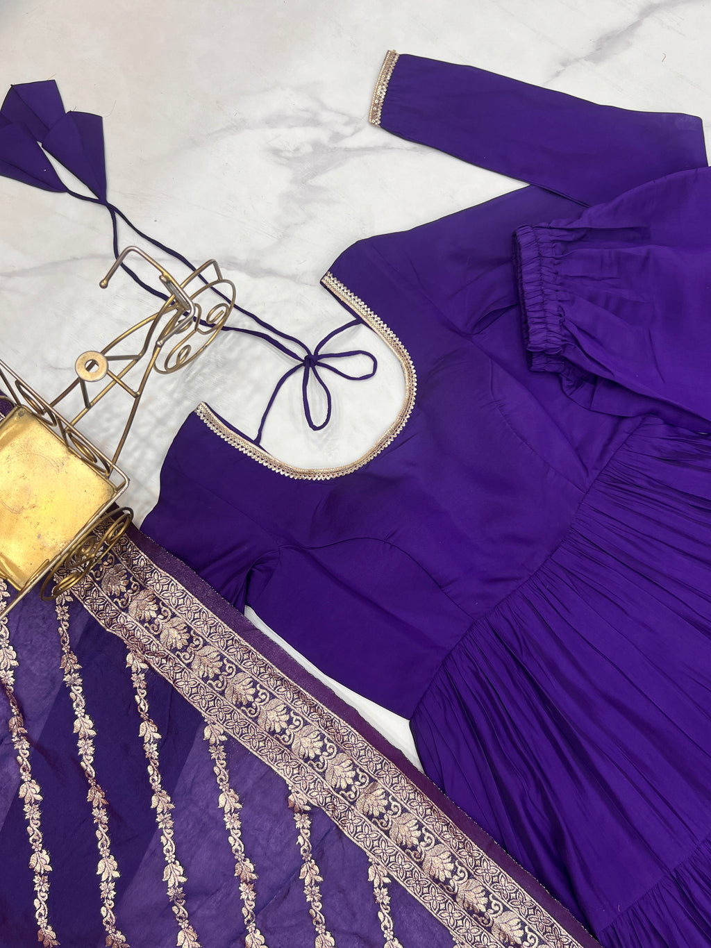 Romansilk Chanderi 9M+ Flair Anarkali Set with Padded Yoke & Banarasi Jacquard Dupatta