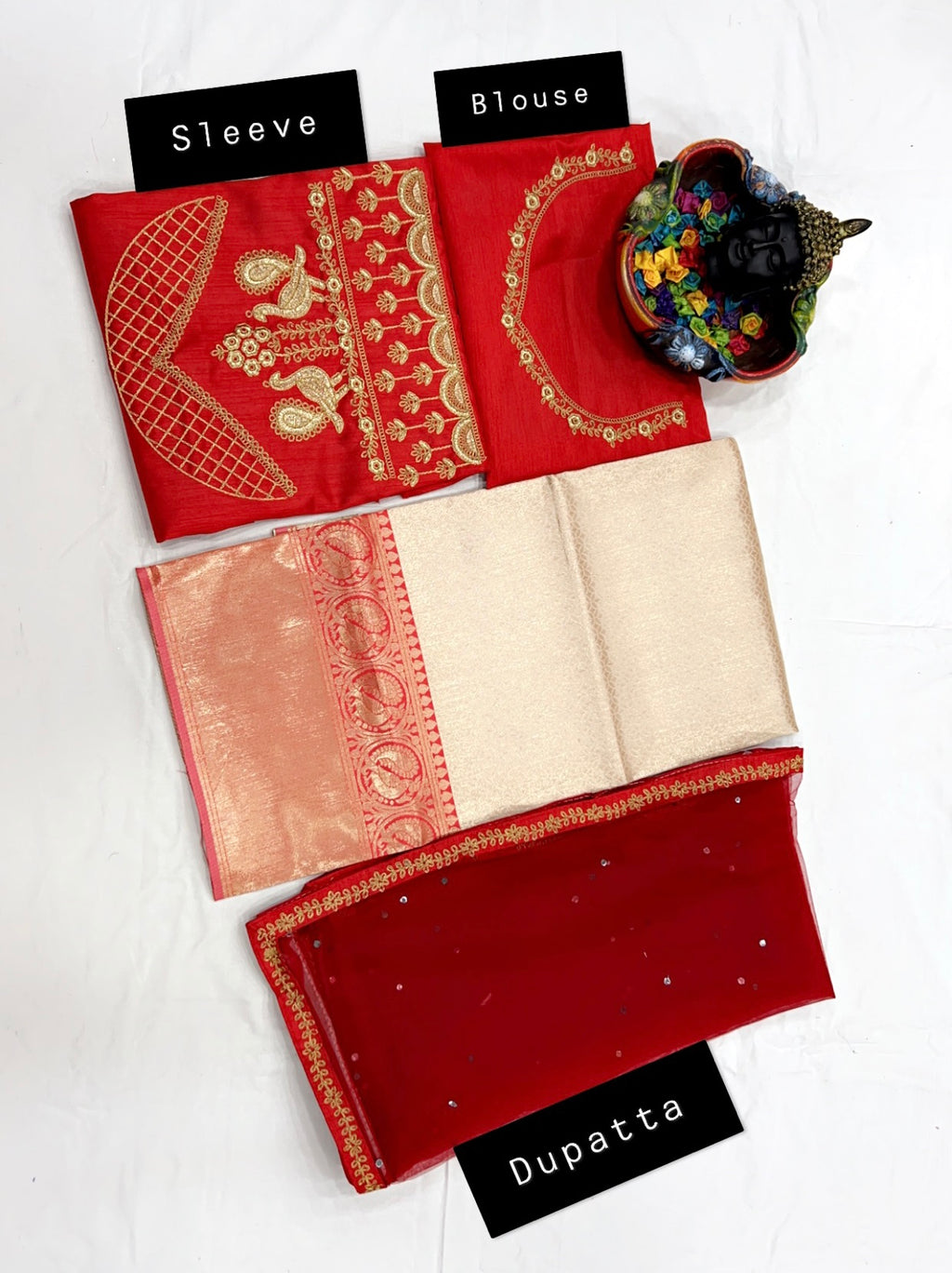 Kanjivaram Zari Lehenga with Mirror Work Butterfly Net Dupatta