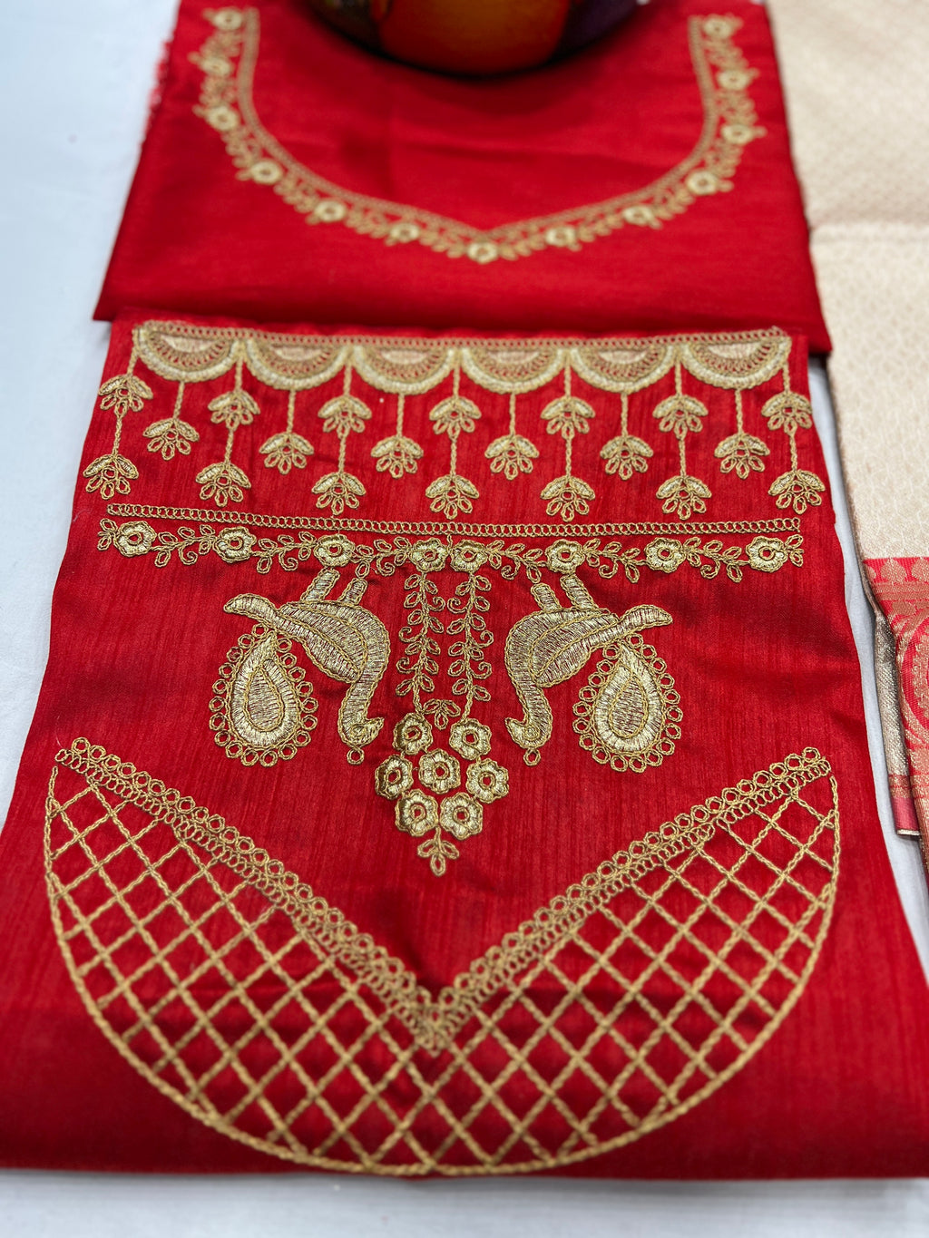 Kanjivaram Zari Lehenga with Mirror Work Butterfly Net Dupatta
