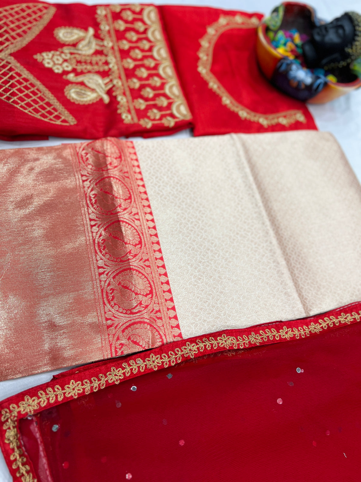 Kanjivaram Zari Lehenga with Mirror Work Butterfly Net Dupatta