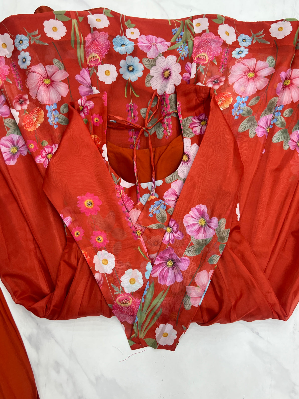 Floral Organza Silk Printed Anarkali with Badla Jari Handwork & Gota Patti Dupatta