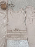 Glass Roman Silk Embroidered Top with Farshi Shalwar Set