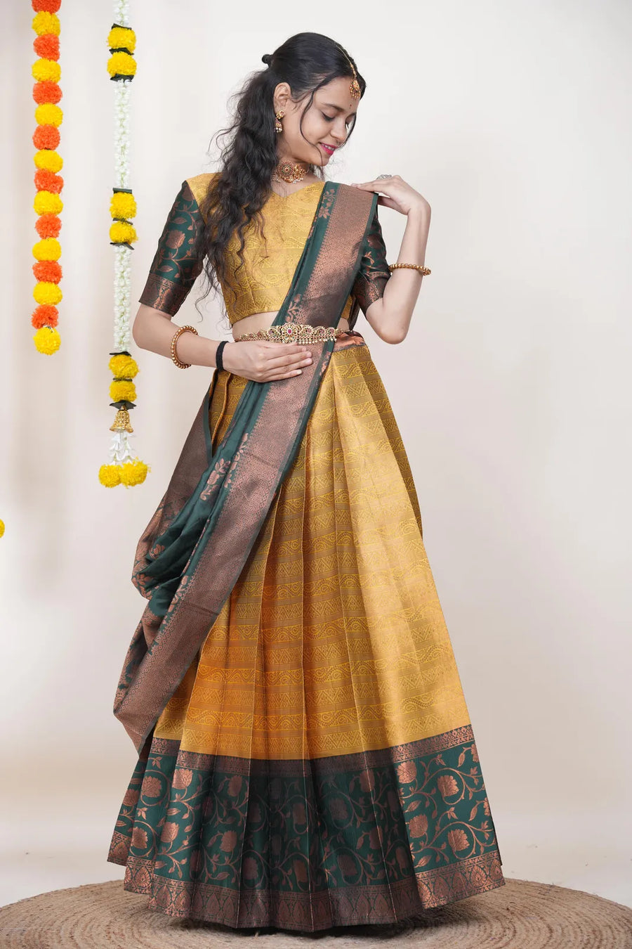 Royal Kanjivaram Zari Lehenga with Banarasi Silk Dupatta Set