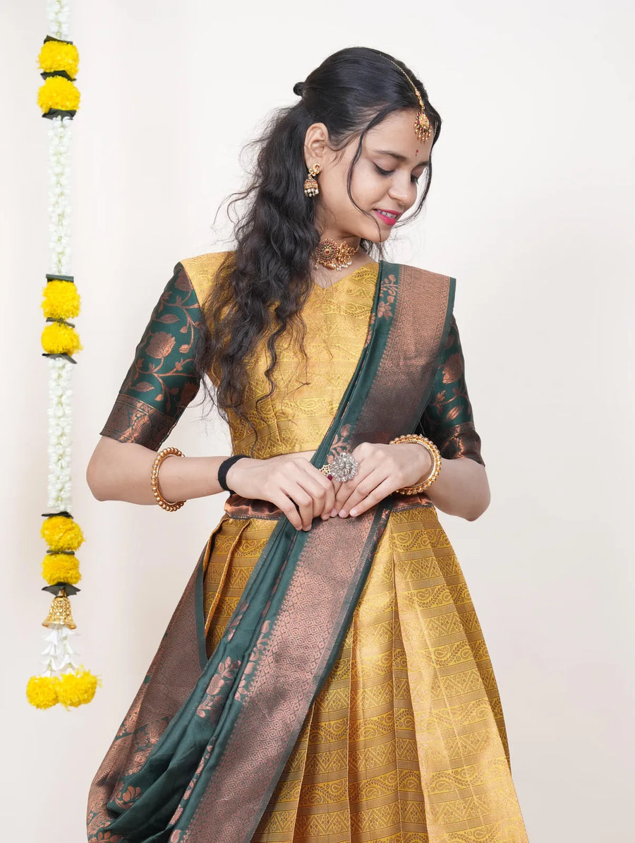 Royal Kanjivaram Zari Lehenga with Banarasi Silk Dupatta Set