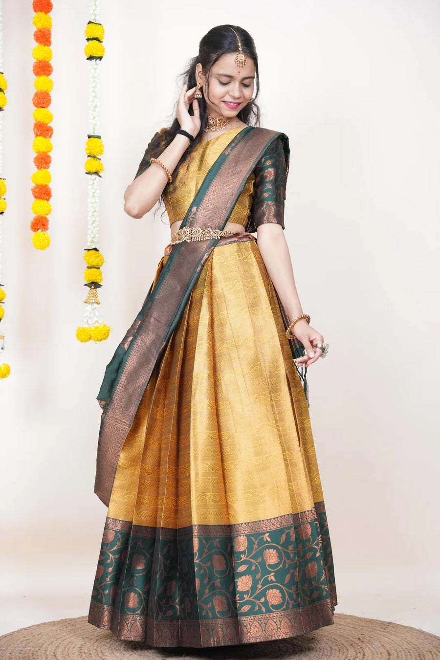 Royal Kanjivaram Zari Lehenga with Banarasi Silk Dupatta Set