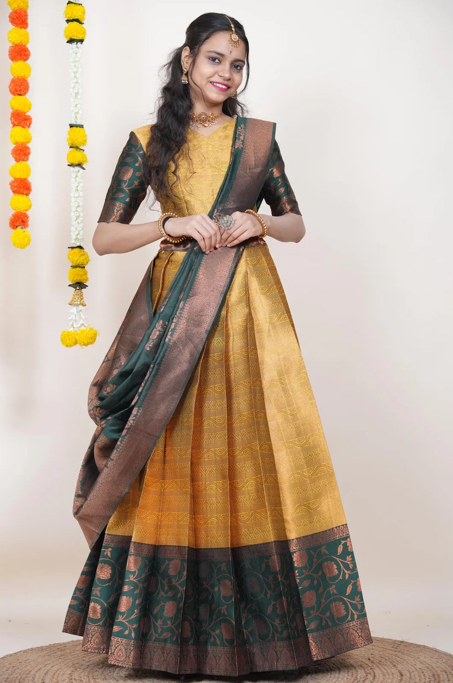Royal Kanjivaram Zari Lehenga with Banarasi Silk Dupatta Set