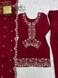 Glass Roman Silk Embroidered Farshi Shalwar Suit with Sequin & Jari Work | Ready to Wear 3-Piece Set