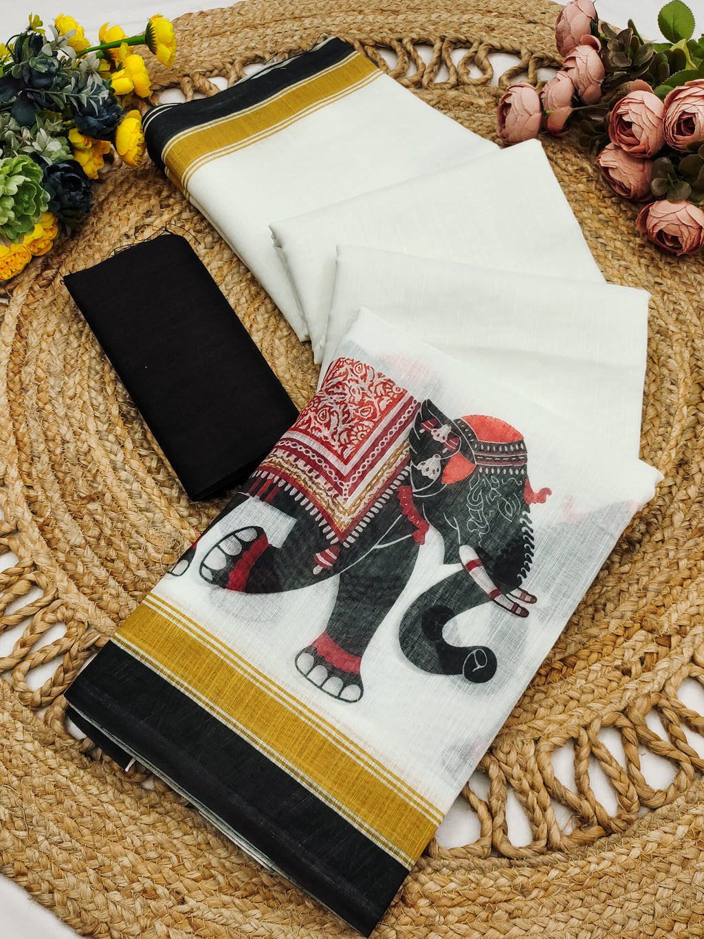Linen Cotton With Beautiful Digital Printed Saree
