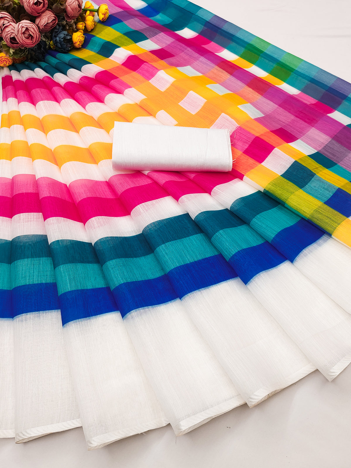 Linen Cotton With Beautiful Digital Printed Saree