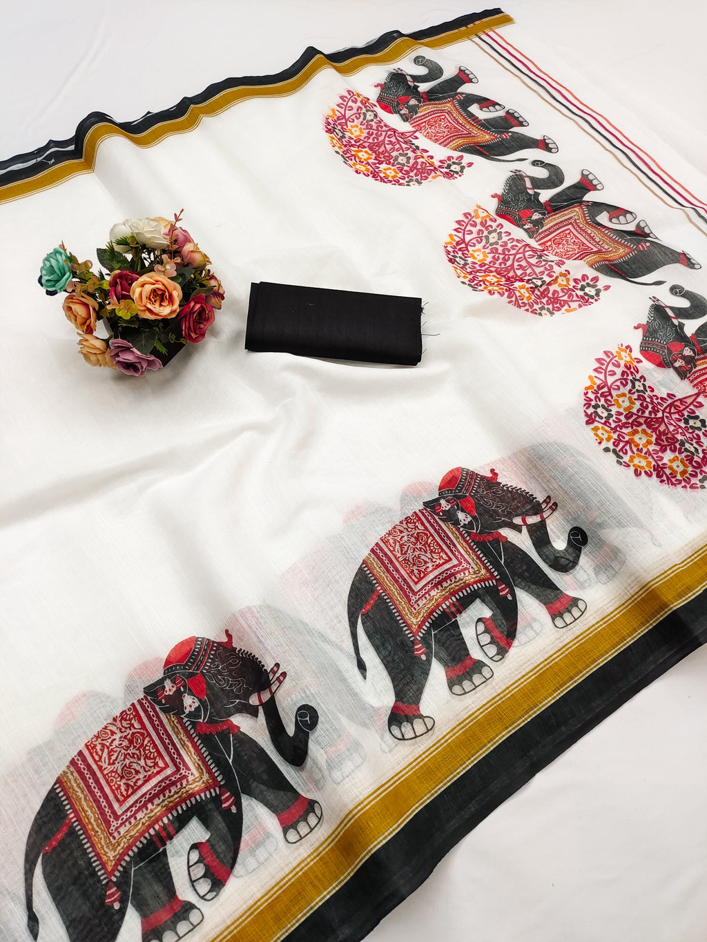 Linen Cotton With Beautiful Digital Printed Saree