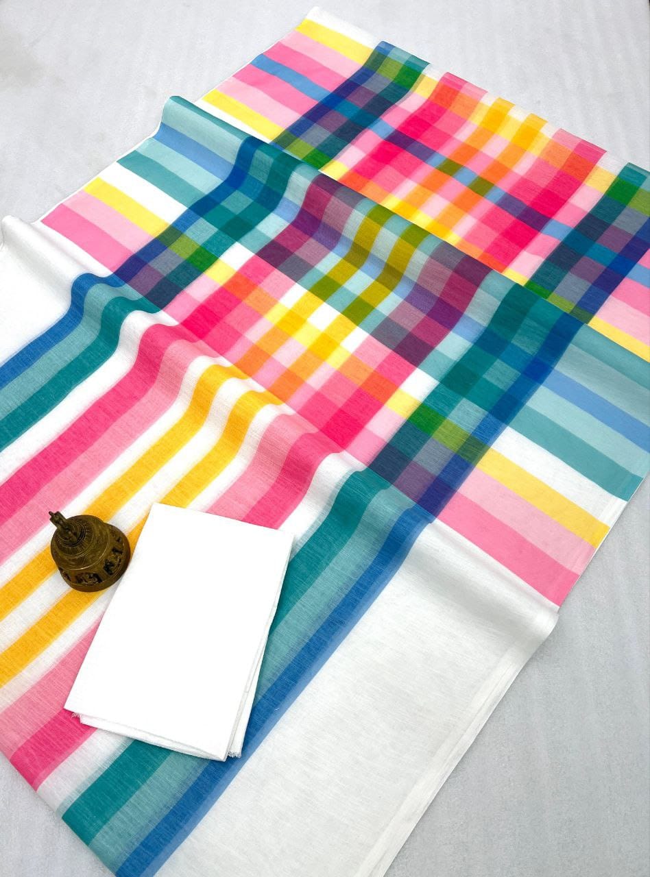Linen Cotton With Beautiful Digital Printed Saree