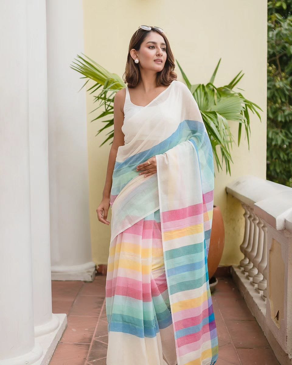 Linen Cotton With Beautiful Digital Printed Saree