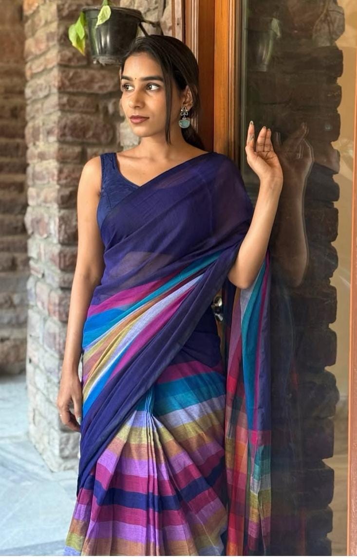 Linen Cotton With Beautiful Digital Printed Saree