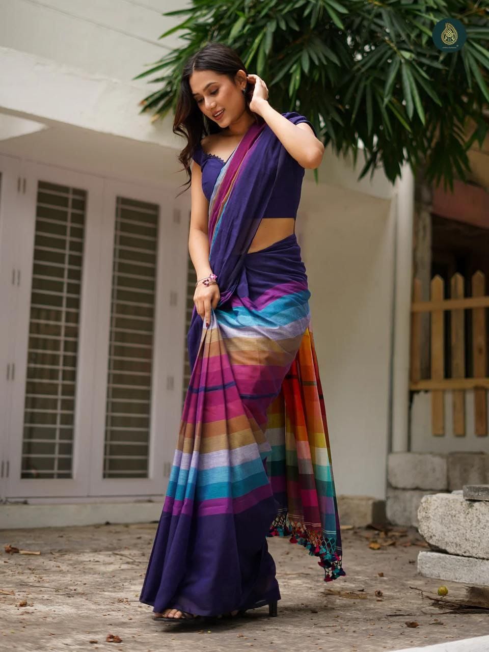 Linen Cotton With Beautiful Digital Printed Saree