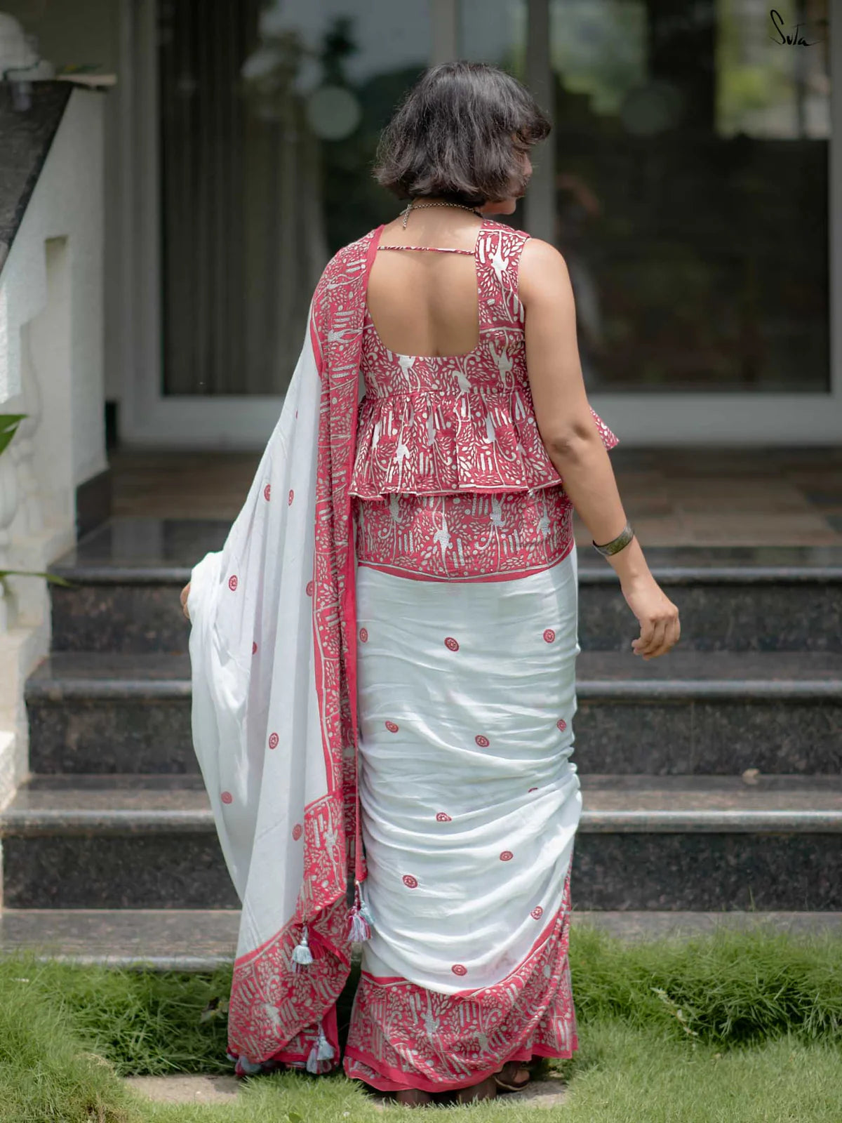Linen Cotton Digital Printed Saree with Matching Blouse – Elegant Ethnic Wear