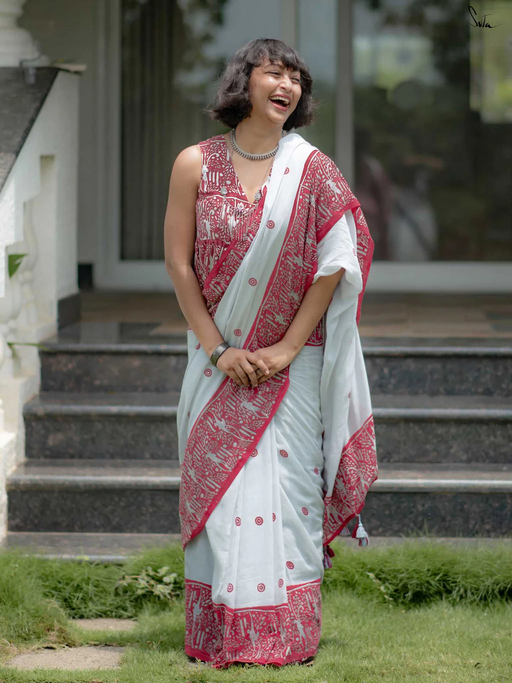 Linen Cotton Digital Printed Saree with Matching Blouse – Elegant Ethnic Wear