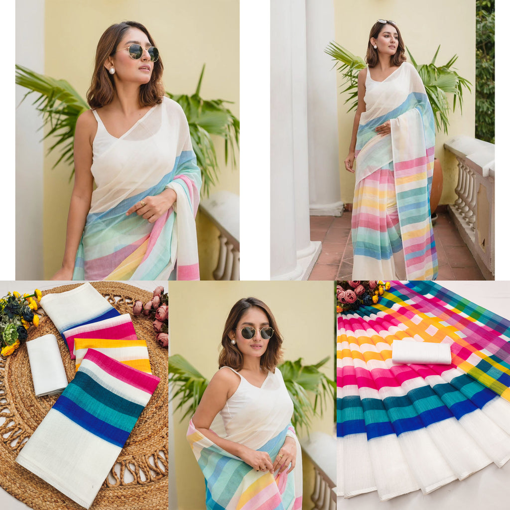 Linen Cotton With Beautiful Digital Printed Saree
