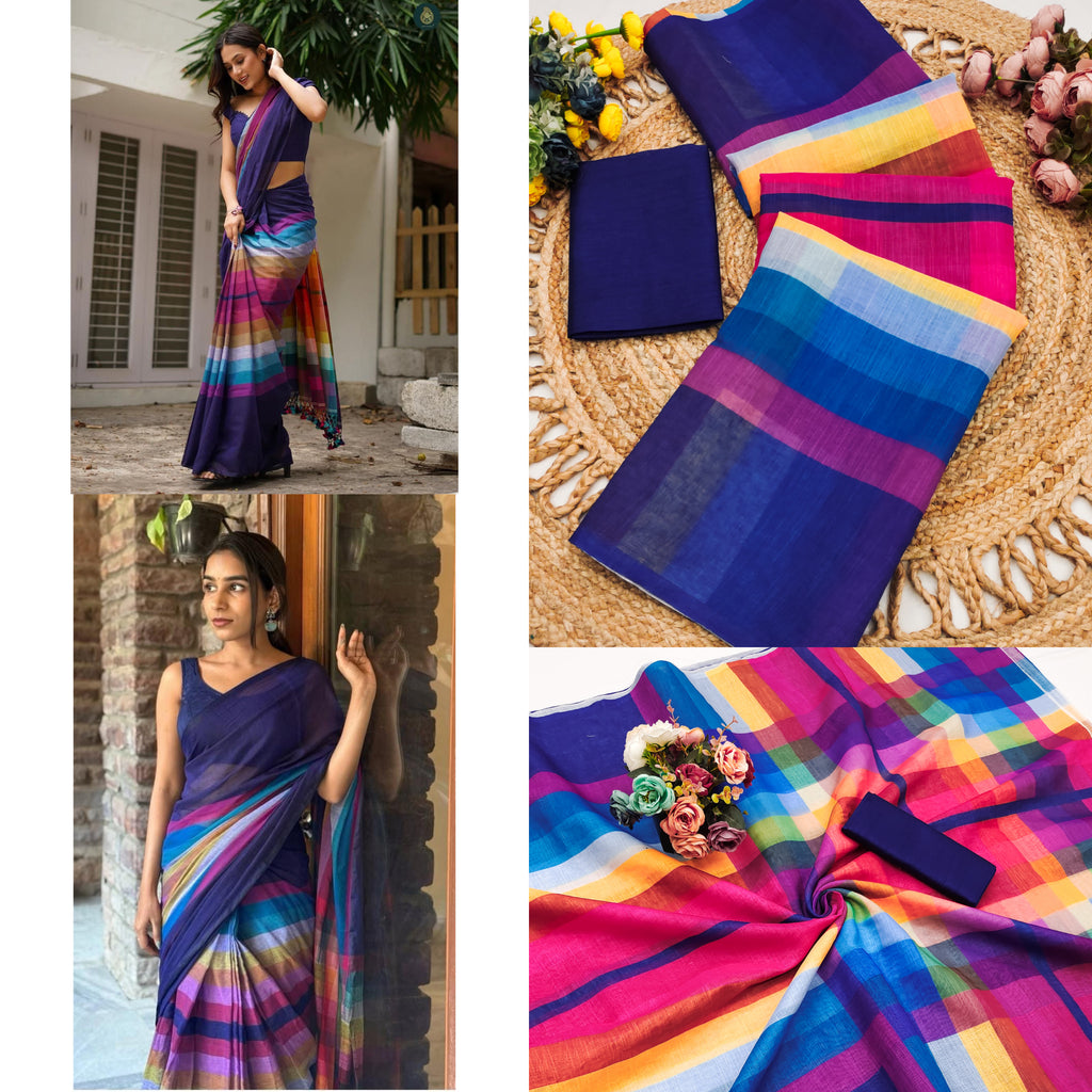 Linen Cotton With Beautiful Digital Printed Saree