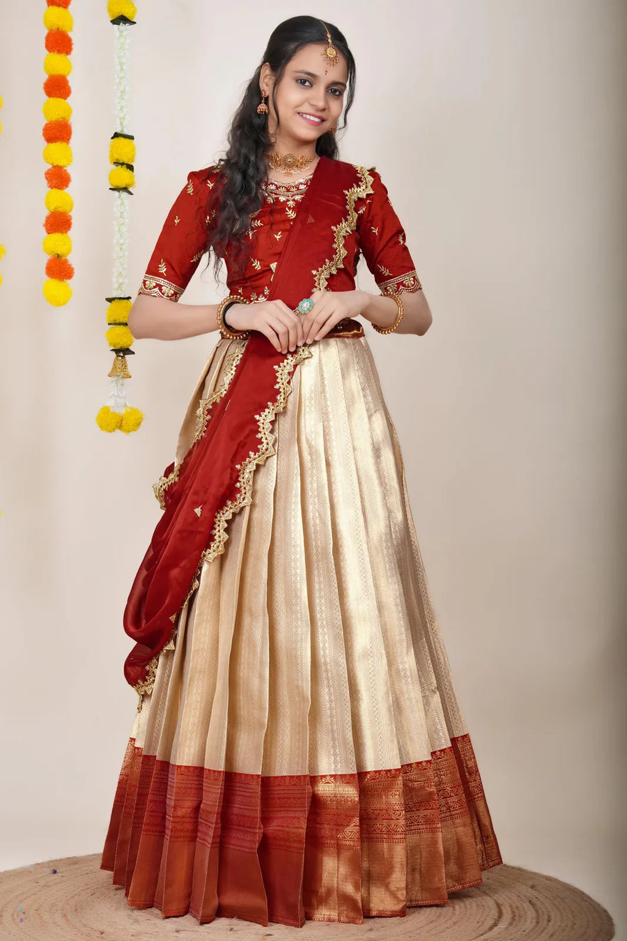 Graceful Kanjivaram Silk Zari Lehenga with Banarasi Dupatta Set