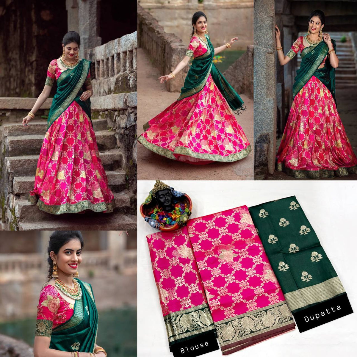 Elegant Kanjivaram Silk Zari Lehenga with Banarasi Dupatta Set