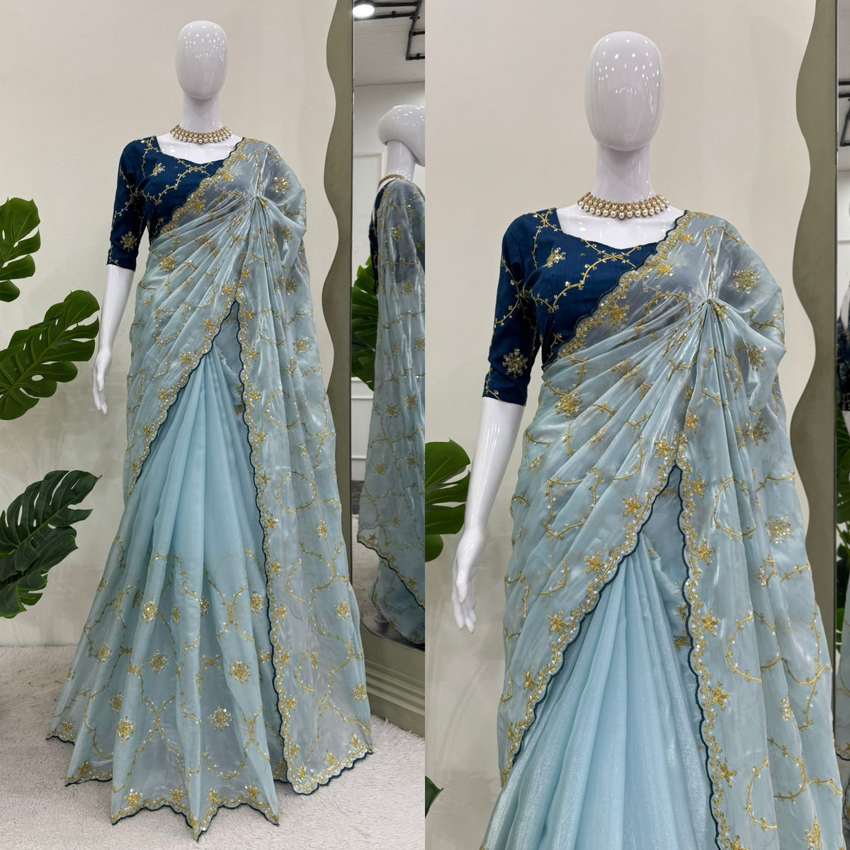 Heavy Zimmy Choo Designer Saree with Thread & Sequin Work
