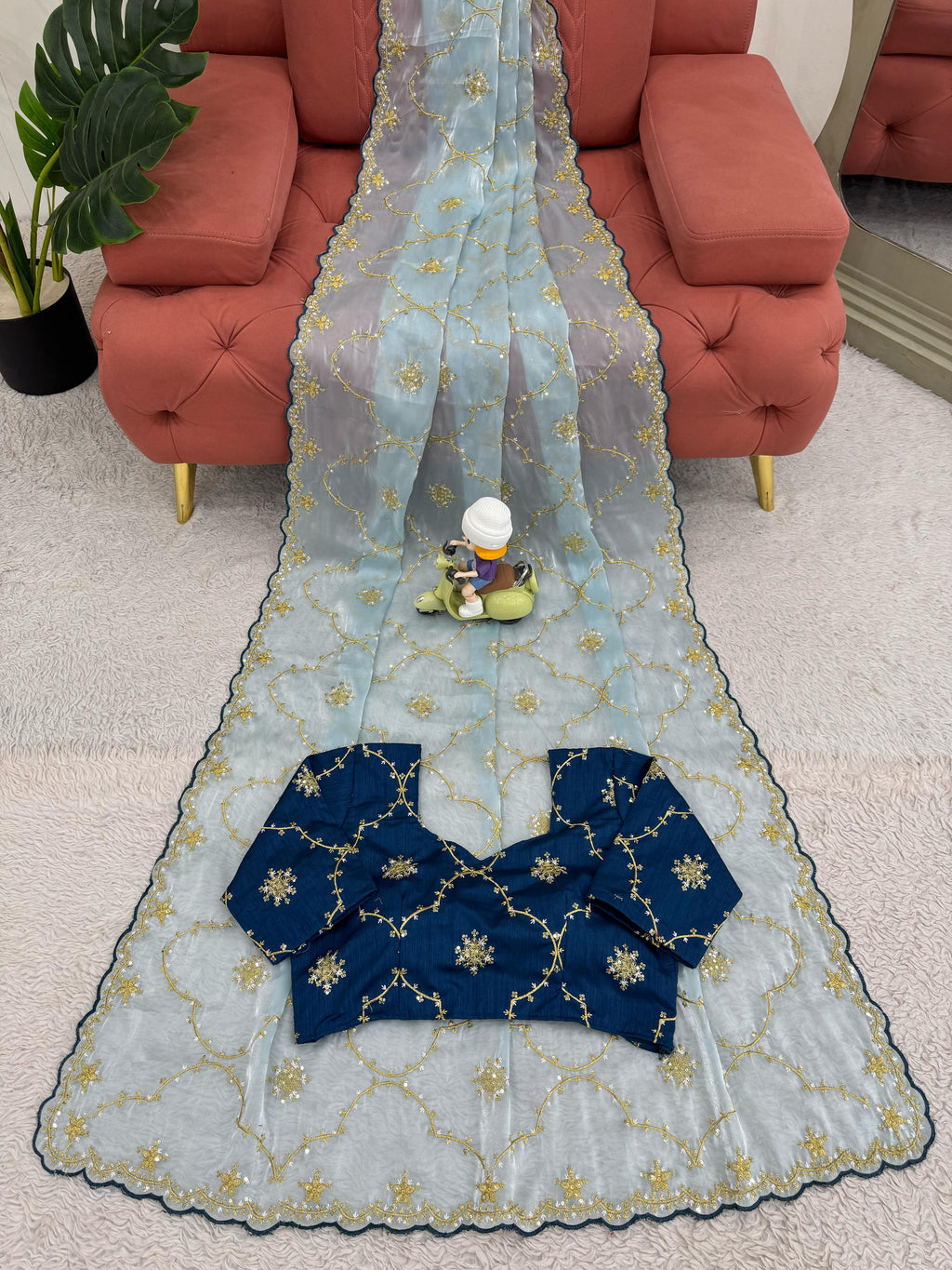 Heavy Zimmy Choo Designer Saree with Thread & Sequin Work