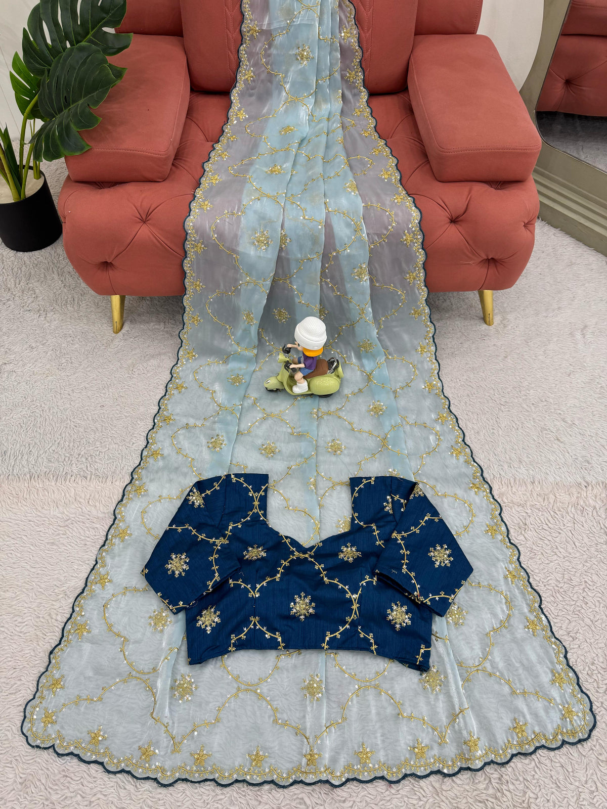 Heavy Zimmy Choo Designer Saree with Thread & Sequin Work