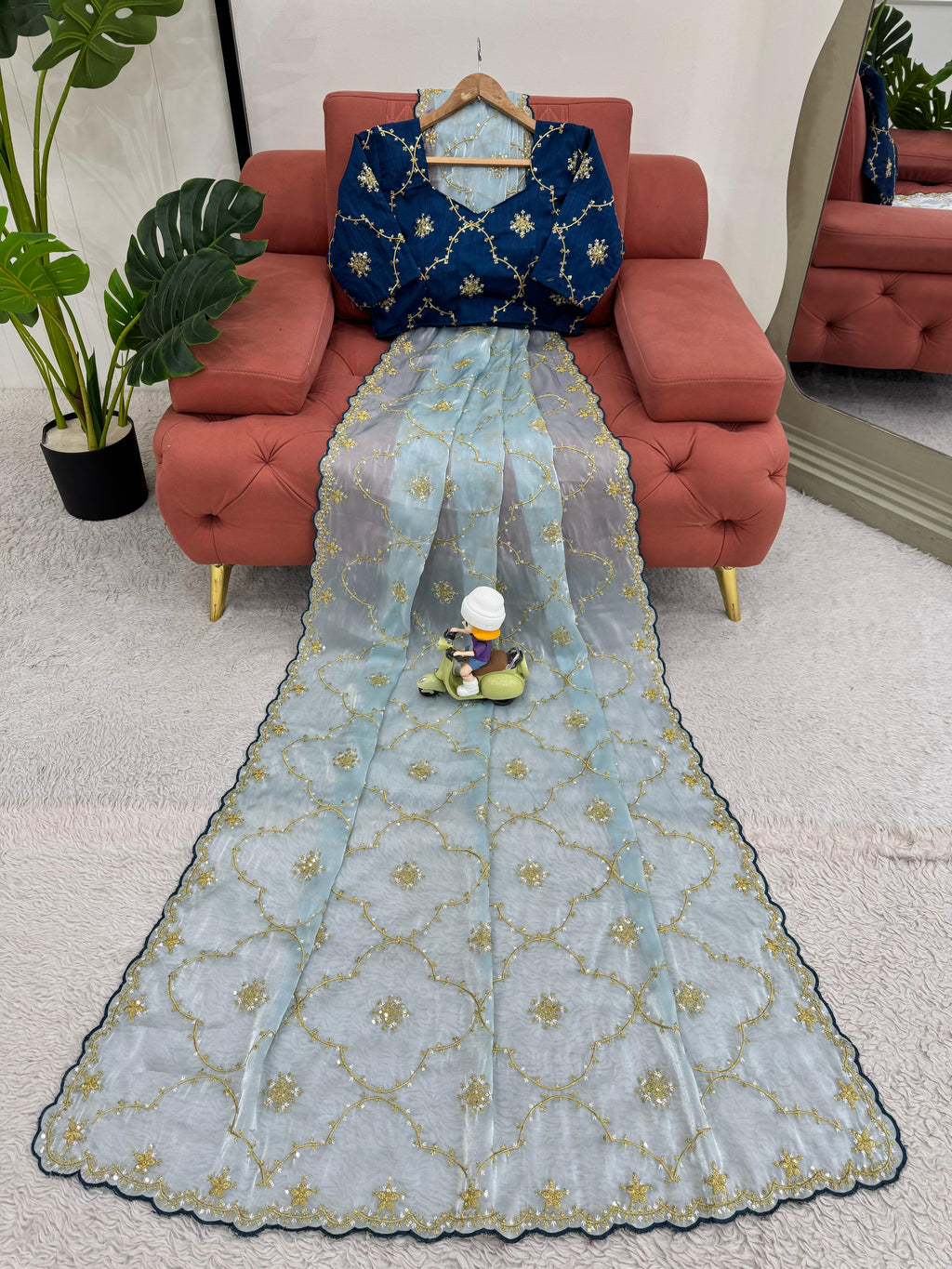 Heavy Zimmy Choo Designer Saree with Thread & Sequin Work