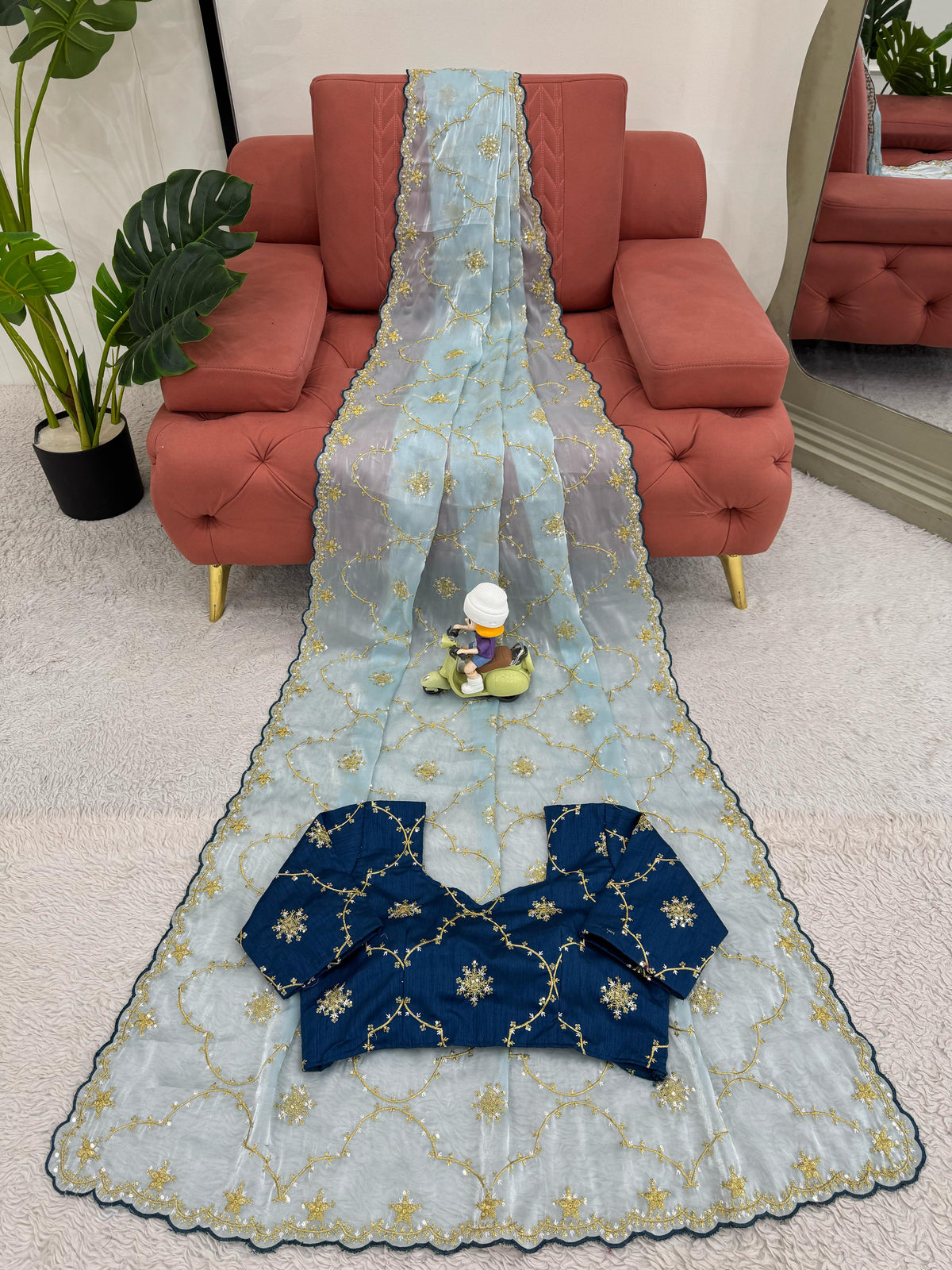 Heavy Zimmy Choo Designer Saree with Thread & Sequin Work